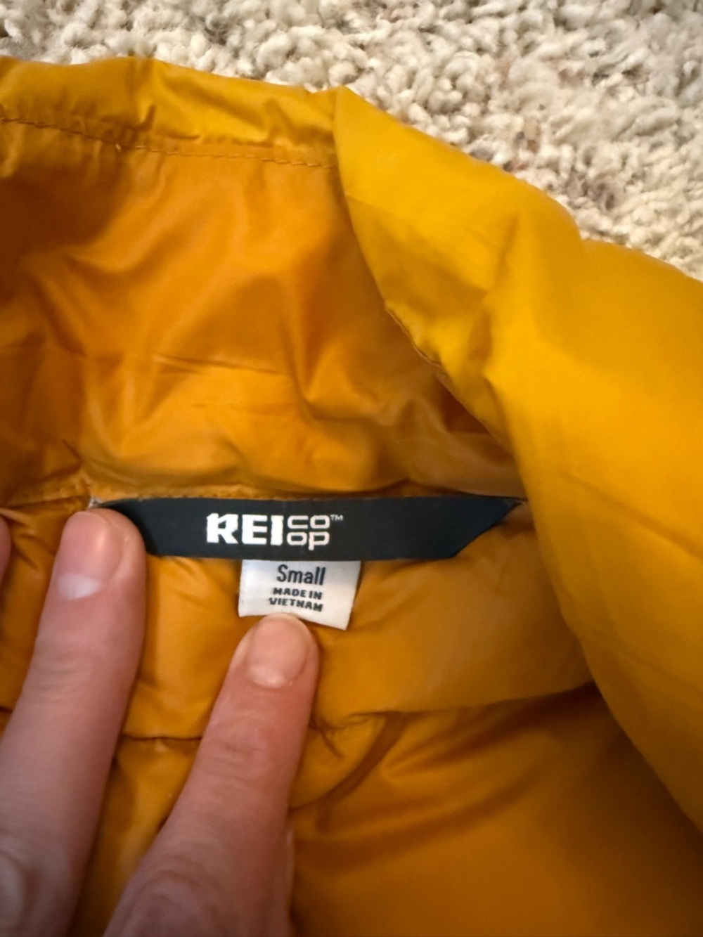 REI Co-op Small Men's Mustard Yellow Puffer Vest